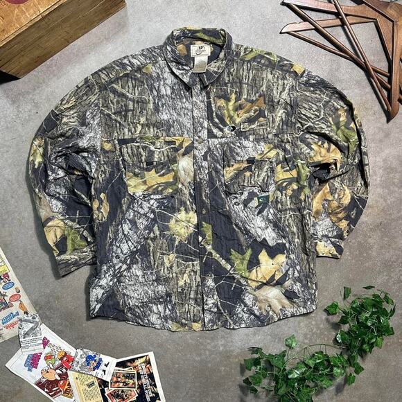 Vintage Y2K 2000s Mossy Oak Camo Button Up Long Sleeve Shirt Mens XL Camouflage - Picture 1 of 3